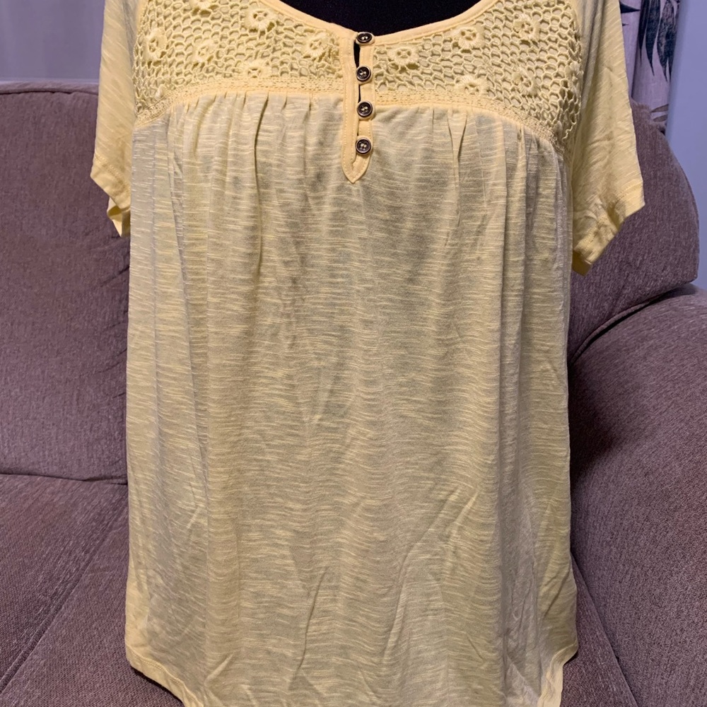 Rickis Yellow Crochet Detail Women's Top